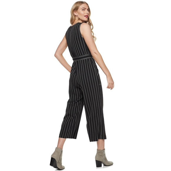 Nine West Black & White Pin Stripe Jumpsuit Sm Med - Picture 4 of 7